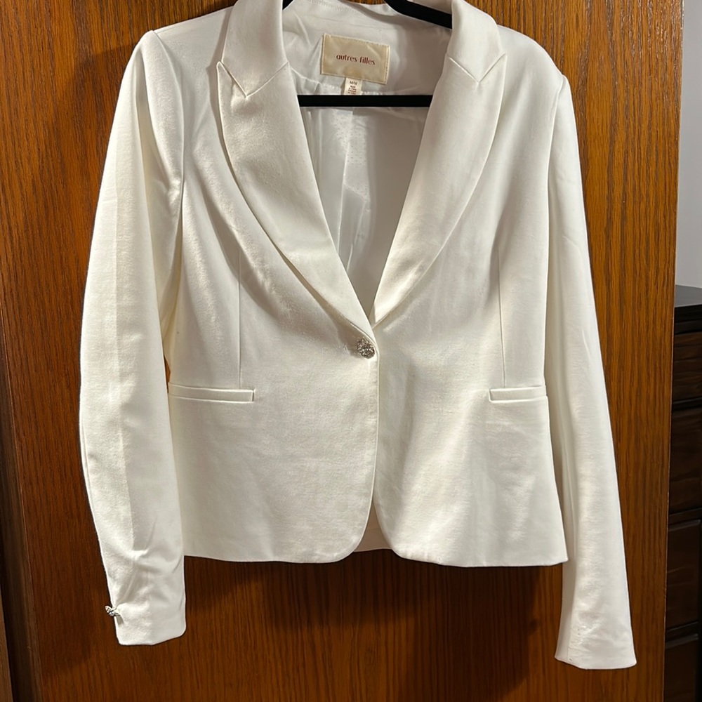 Autres filled cropped white blazer